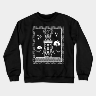 Tarot Card - The Tower - White Crewneck Sweatshirt